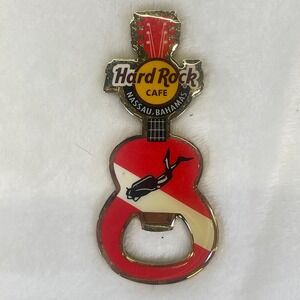 Hard Rock Cafe Classic Acoustic Guitar Nassau Bahamas Magnetic Bottle Opener